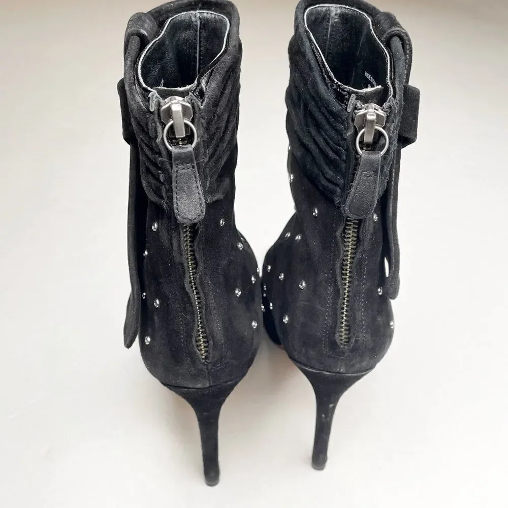 Ann Taylor Adriana Studded Rhinestone Suede High Heel Boots Black Size 9